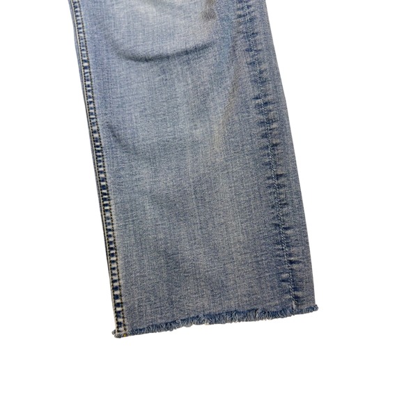Driftwood Roye High Rise Straight Leg Jeans Light Wash Distressed Hem Womens 29 - Picture 4 of 4
